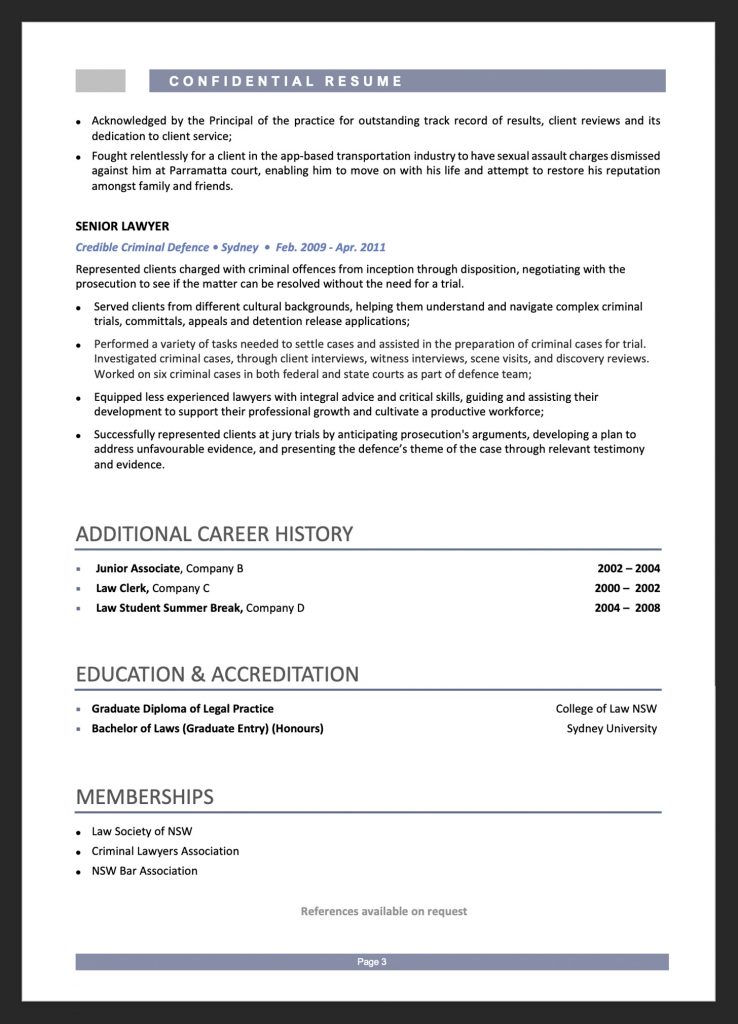 lawyer resume example australia