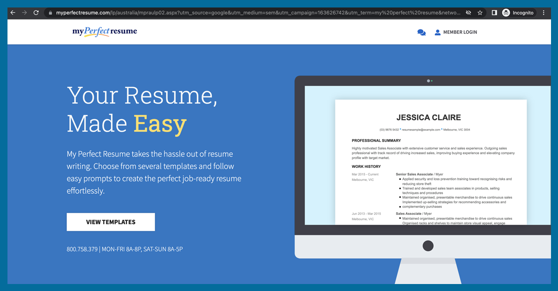 professional resume builder australia