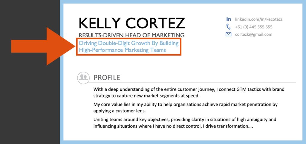 resume headline example