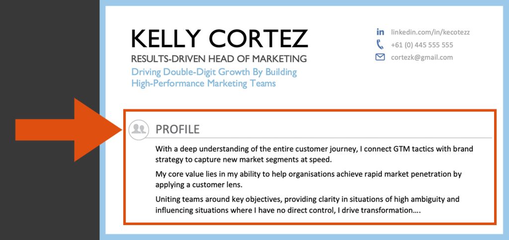 resume profile example