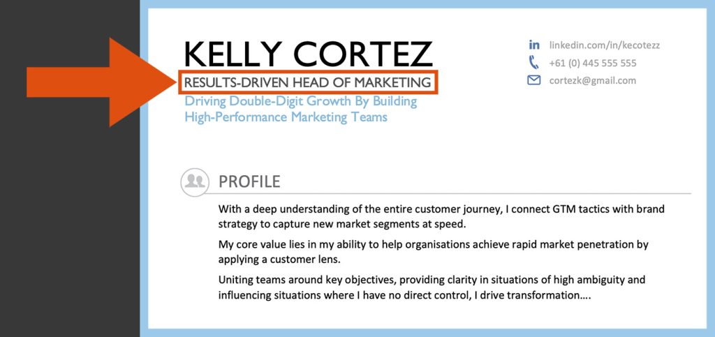 resume title example